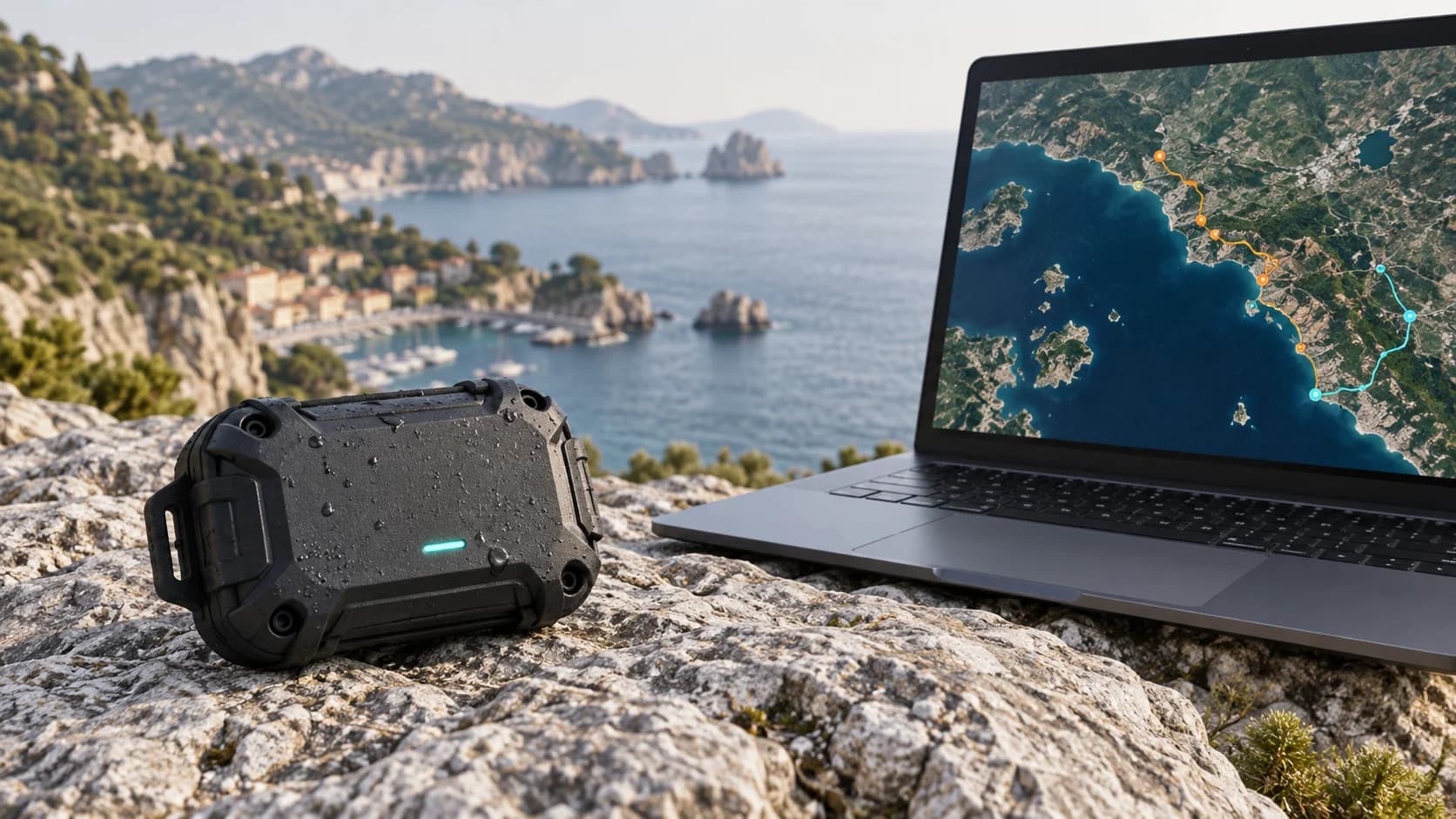 Concepto de dispositivo conectado y plataforma de geolocalización